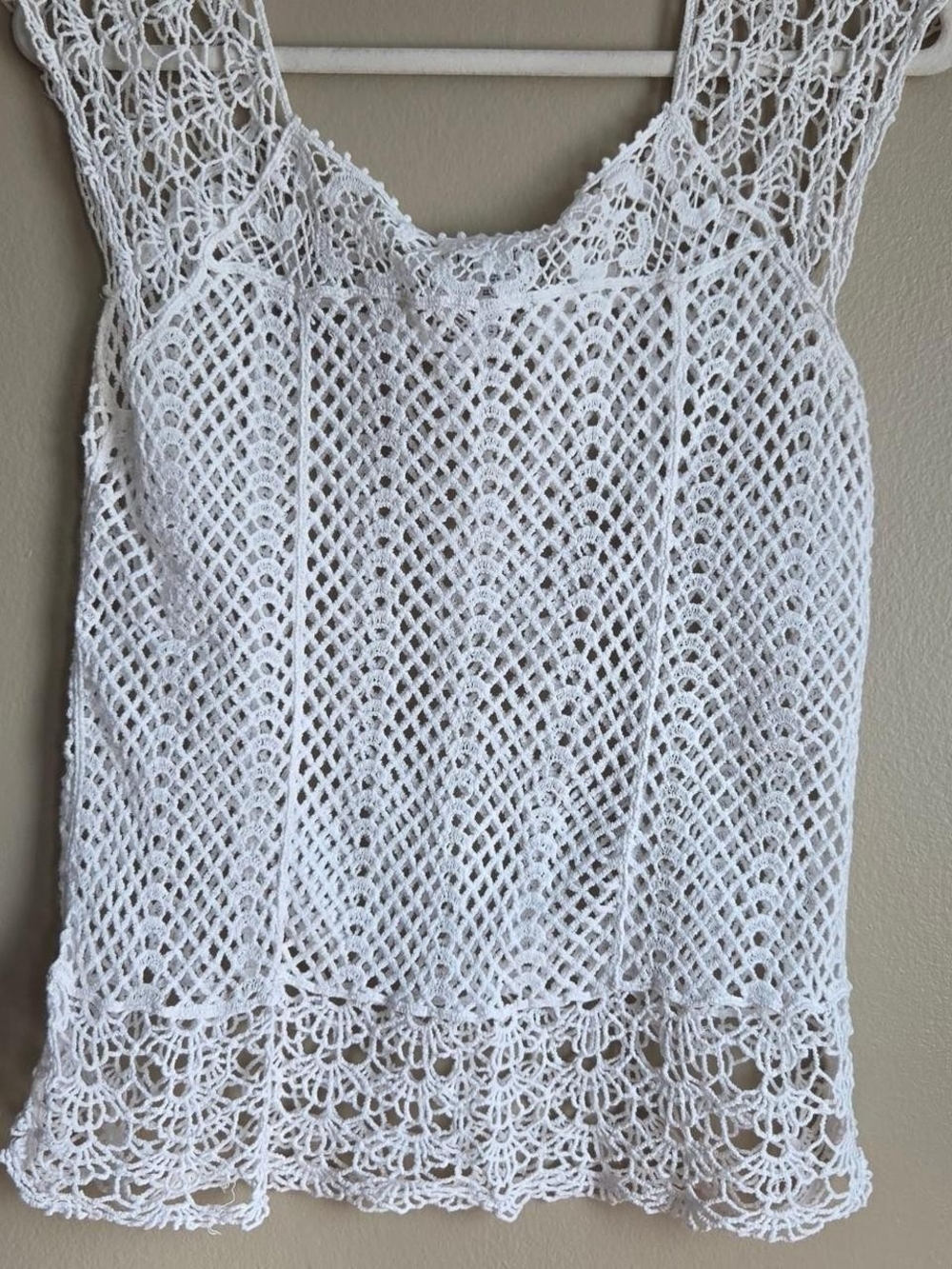 Cato White Crochet Camisole Tank